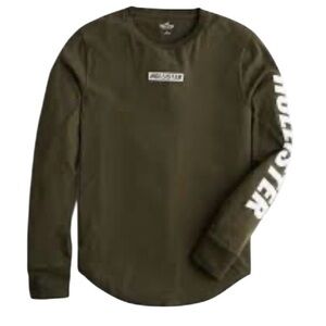 Hollister Men's Dark Green Long Sleeve Tee